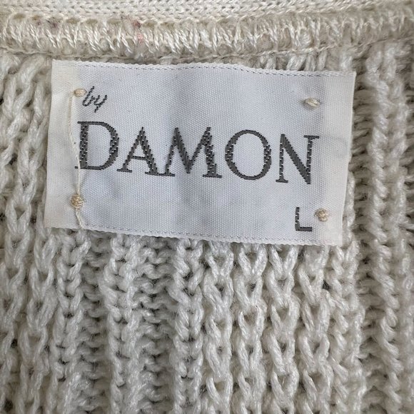 Vintage 50s 60s Cable Knit Stitch Sweater by Damon size L - Picture 7 of 9